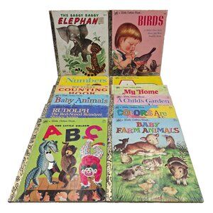 Little Golden Books Lot Hard Cover Vintage Saggy Baggy Elephant Rudolph Read